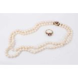 Cultured pearl necklace and ring