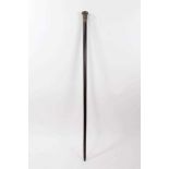 19th century Chinese silver mounted ebony cane