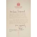H.R.H. The Duke of Edinburgh, signed typed letter on Buckingham Palace headed writing paper dated 22