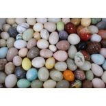 Collection of marble, hardstone, alabaster and other eggs