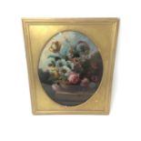 19th century reverse painting on glass depicting a still life