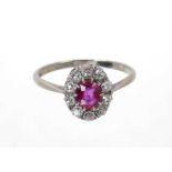 Antique ruby and diamond cluster ring