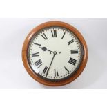 Victorian wall dial with 13” circular painted dial in circular golden oak case