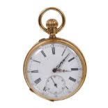 Late 19th century 18ct gold pocket open face watch