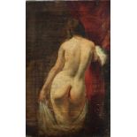 Attributed to William Etty (1787 - 1849) oil on canvas- nude female bather, unframed. 54 x 35cm.