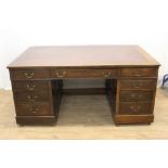 Georgian-style mahogany twin pedestal desk