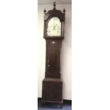 George III longcase clock with arched silvered dial and 8 day movement