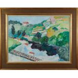 *John Hanbury Pawle (1915-2010) oil on board- Mediterranean hillside view, signed and framed, 56cm x