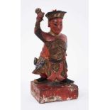 Old Chinese carved and polychrome painted wooden figure