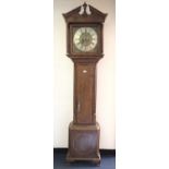 18th century oak longcase clock with brass square dial and 8 day movement