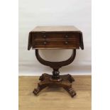 Late Regency mahogany needlework table with hoop support