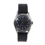 Vintage Zenith stainless steel wristwatch with circular black dial
