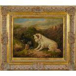 Albert Clark, oil on canvas "Pot Hunting" terriers at a rabbit hole, signed and inscribed, in gilt f