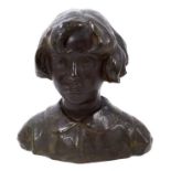 Alimondo Ciampi (1876-1939), bronze bust of a Young Girl, signed and dated, 32.5cm