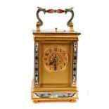 Late 19th century French champlevé enamel carriage clock