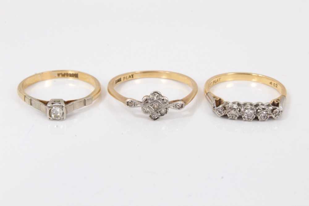 Victorian pearl and diamond ring and four other gold and gem set rings (5) - Image 3 of 3
