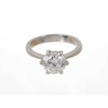 Diamond single stone ring with a brilliant cut diamond estimated to weigh approximately 1.95- 2cts.