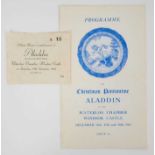 Rare wartime Royal Pantomime programme and ticket for 'Aladdin' at Windsor Castle December 16th-18th