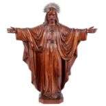 19th century carved wooden figure of Christ the Redeemer