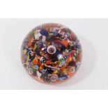 Paul Ysart, multi-coloured 'Harlequin' glass paperweight, with a number of controlled bubbles rising