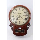 19th century drop dial wall clock by Knight of Dunmow, Essex