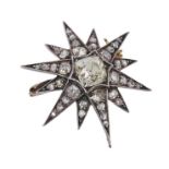 Victorian diamond star burst brooch