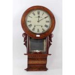 Late 19th century drop dial wall clock by E. Whittaker of Mexborough