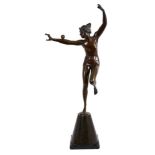 Gotthilf Jaeger (1871-1933): Bronze sculpture of a sinuous female dancing female