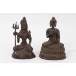 Old Indian bronze figure of Buddha and one other (2)