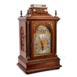 Large late 19th century bracket clock with 8 day fusee Westminster chiming movement ...