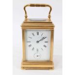 Late 19th century French brass carriage clock by Alfred Drocourt of Paris in gorge shape brass case