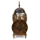19th century brass lantern clock with pendulum