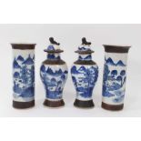 Four 19th century Chinese blue and white vases