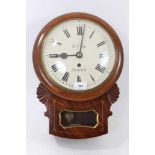 Early 19th century drop dial wall clock by R. Cole of Ipswich, with 9” circular painted dial in ca