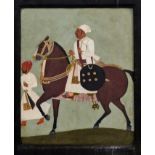 Good 18th / 19th century Indian School gouache painting of a Rajput nobleman on horseback