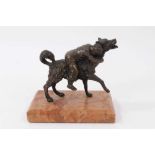 Late 19th century Continental bronze figure of a child riding a dog