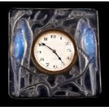 Fine Rene Lalique Budgerigar glass clock