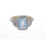 Aquamarine and diamond ring