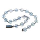 Antique Chinese aquamarine bead necklace