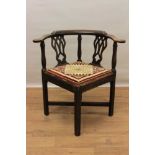 George III oak corner chair