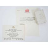 The Marriage of H.R.H.The Princess Margaret with Mr Antony Armstrong-Jones, 6th May 1960, invitation