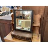 Victorian mahogany dressing table mirror on bowfront plateau base with three drawers