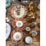 Group of Royal Worcester gold lustre tea and coffee ware, Thomas Goode New Chelsea china and other d