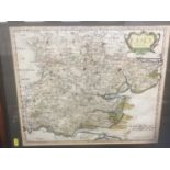 Robert Mordan, 18th century hand coloured engraved map of the county of Essex