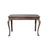 Marble topped limed oak hall table on cabriole front legs, 112cm wide, 50cm deep, 75.5cm high