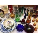 Collection of art glass, including Whitefriars, together with Victorian and later china, and a set o