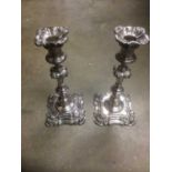 Pair of Georgian style plated candlesticks