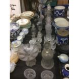 Collection of cut glass decanters, salts, glasses and similar, 19th century and later