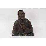 Italian School early 20th century bronze bust of a Saint