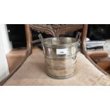 Late Victorian silver plated ice bucket in the form of a barrel, by G. R. Collis & Co.